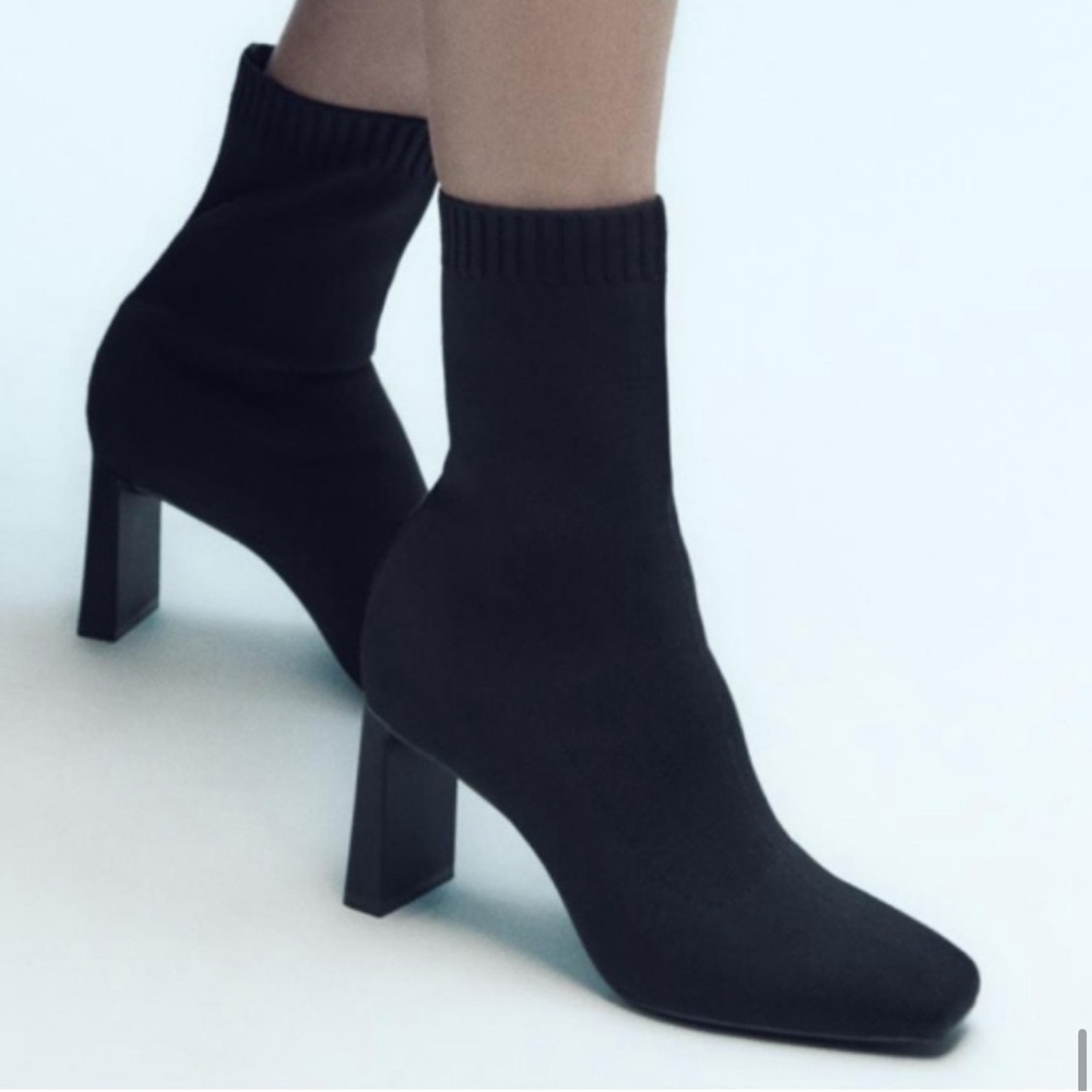 ZARA NEW FABRIC HEELED ANKLE BOOTS WOMEN SIZE 36
